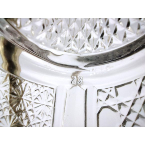 Small Plates Saucers Clear Glass Cut Daisey and Cane  Malaysian Marked Set of 3 - Picture 12 of 13